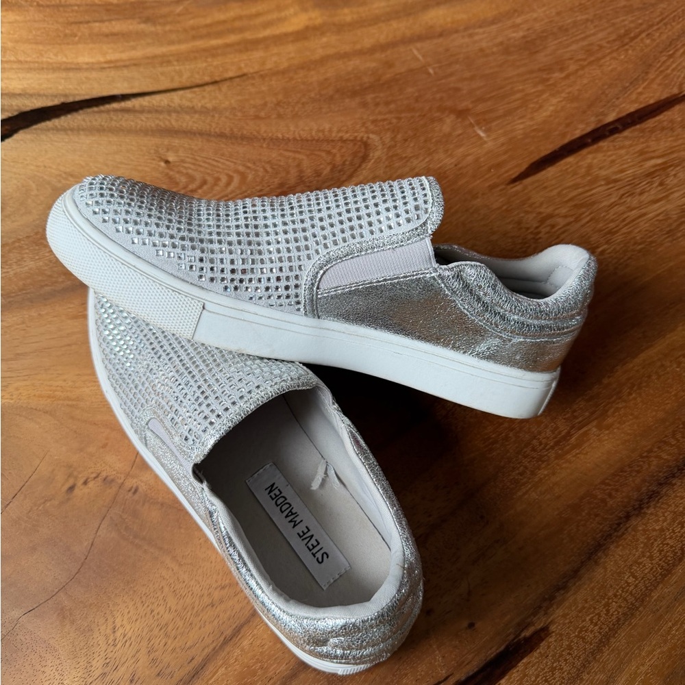 Steve Madden Metallic Silver Slip-Ons
